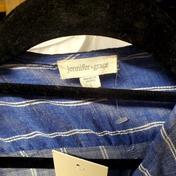 JENNIFER & GRACE, Beach Tunic  blue with white stripes size L - Picture 11 of 13